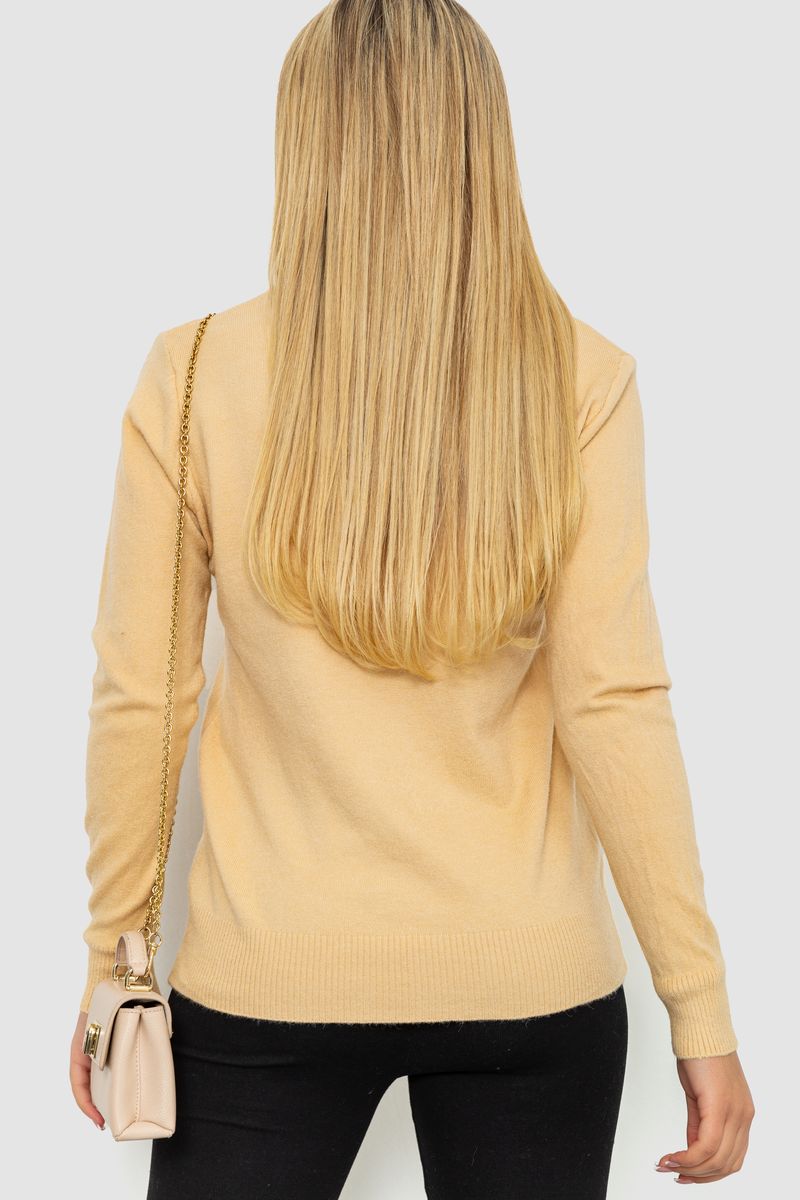 Кофта женский однотонный повседневный, цвет бежевый, 244R2033 — изображение 4