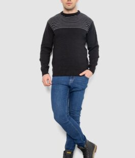 Свитер мужской в полоску, цвет черный, 161R1029