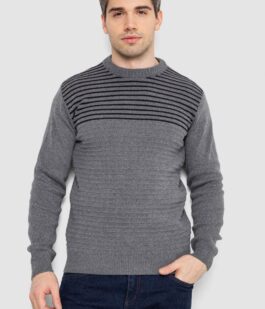 Свитер мужской в полоску, цвет серый, 161R1029