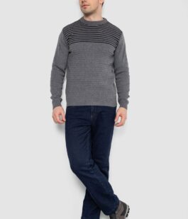 Свитер мужской в полоску, цвет серый, 161R1029