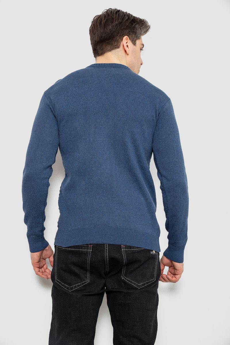 Свитер мужской в полоску, цвет джинс, 161R1029 — изображение 4