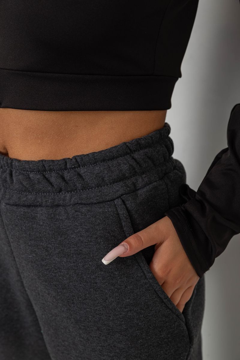 Спортивные штаны женские на флисе, цвет серый, 238R58671-1 — изображение 5