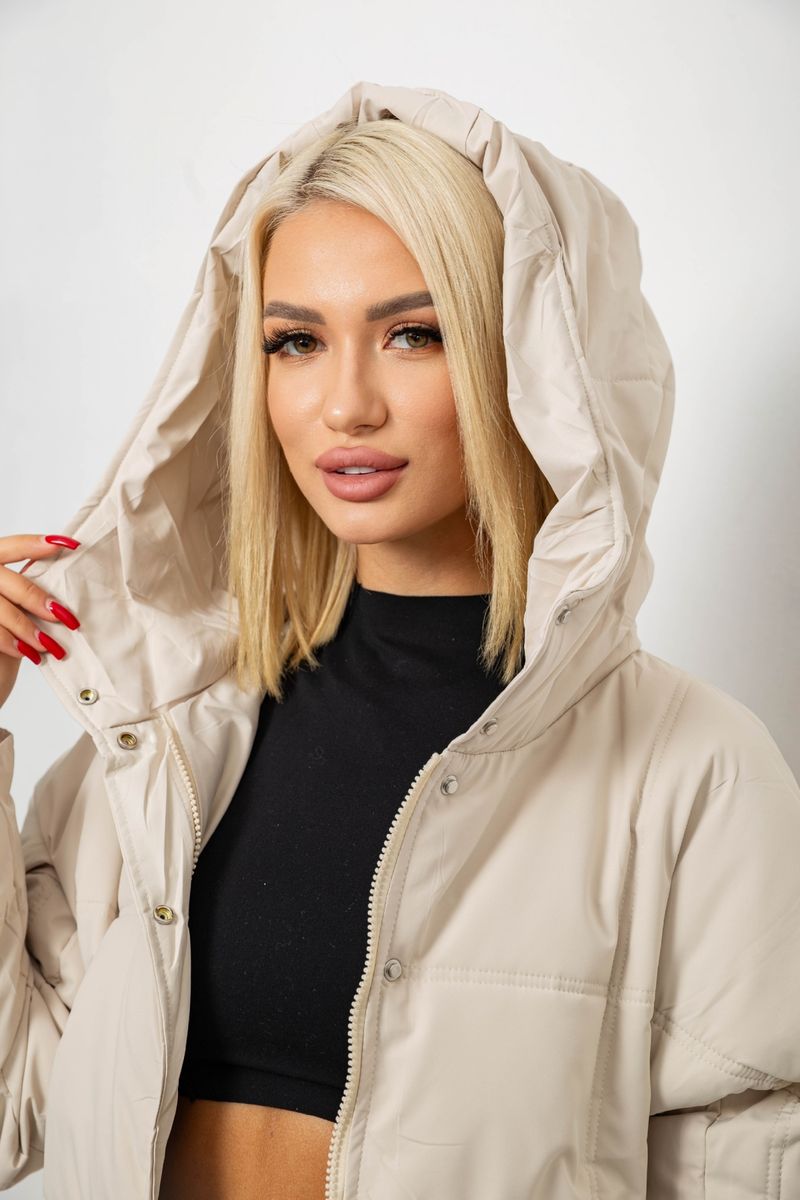 Куртка женская зимняя, цвет светло-бежевый, 244R8832 — изображение 6