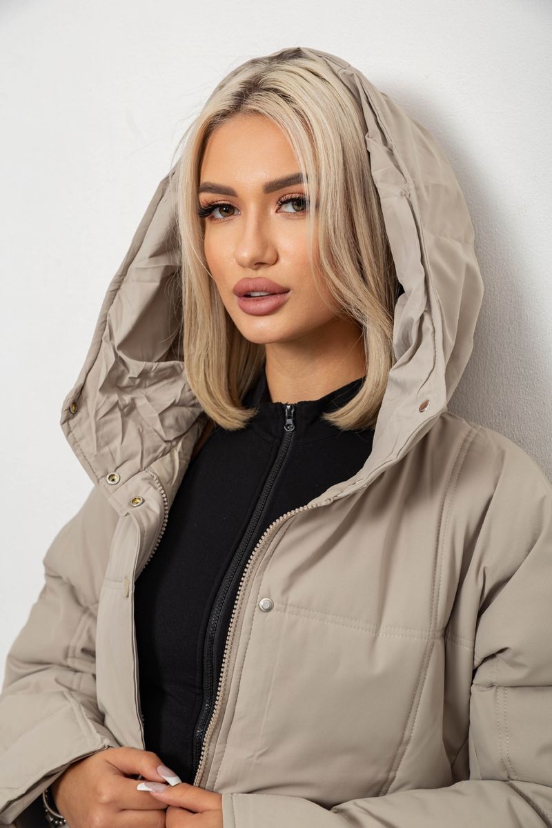 Куртка женская зимняя, цвет темно-бежевый, 244R8832 — изображение 5