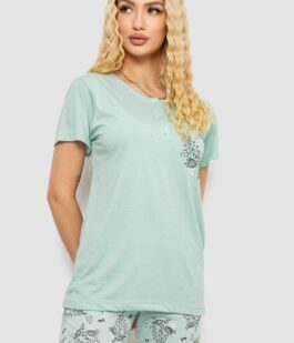 Пижама женская с принтом, цвет мятный, 243R10305