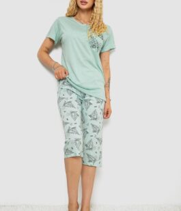 Пижама женская с принтом, цвет мятный, 243R10305