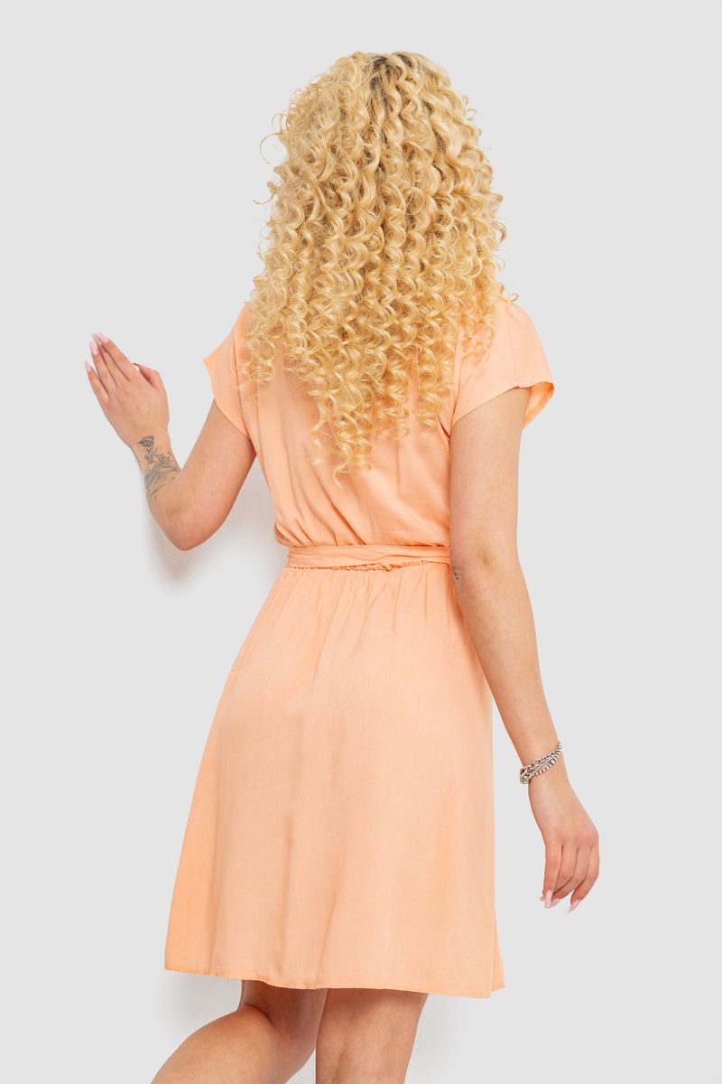 Платье однотонное, цвет персиковый, 214R0225 — изображение 4