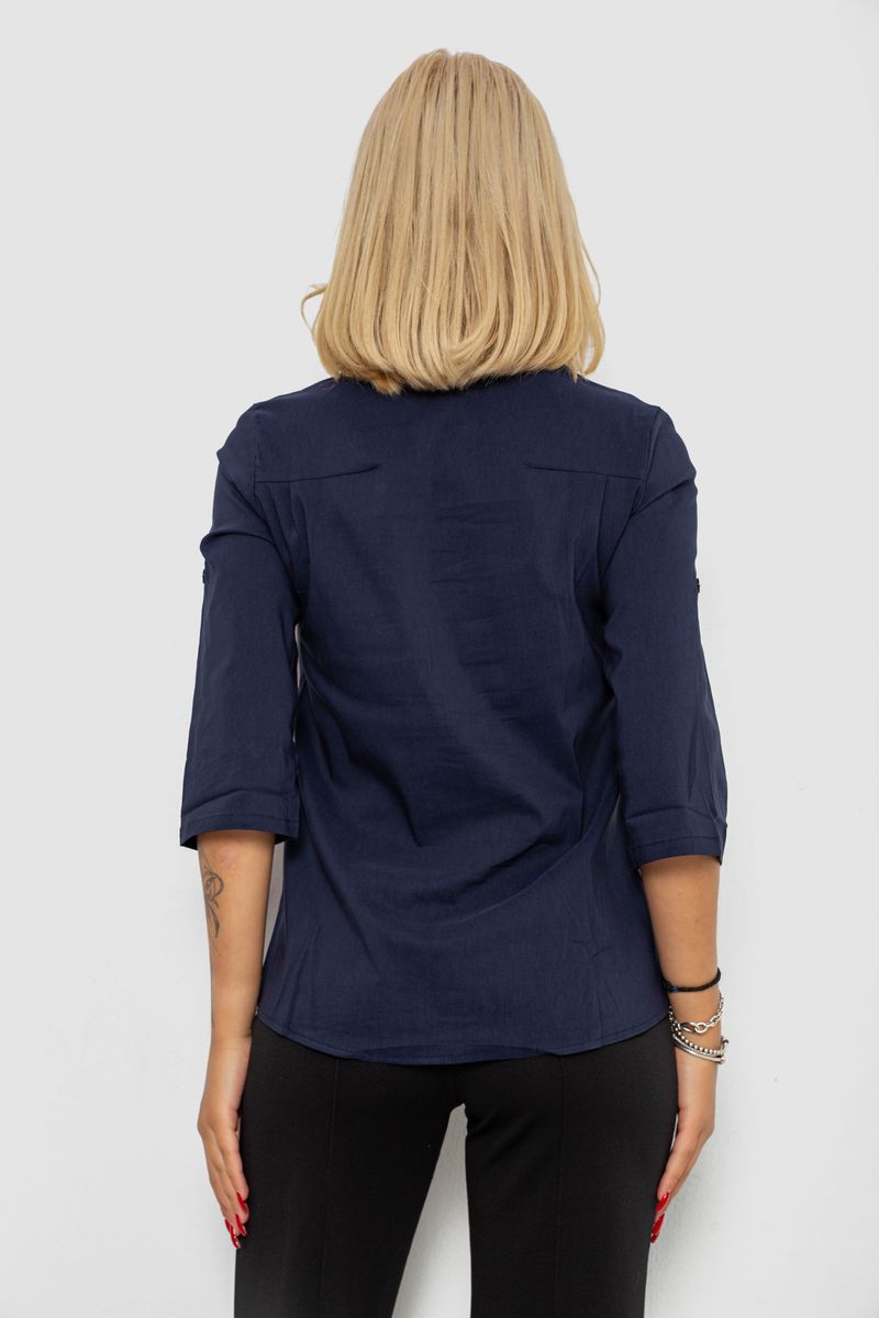 Блуза однотонная, цвет синий, 230R97 — изображение 4