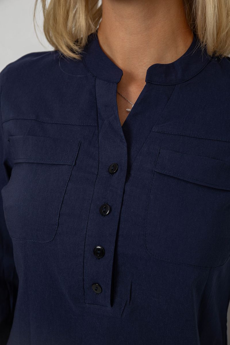 Блуза однотонная, цвет синий, 230R97 — изображение 5