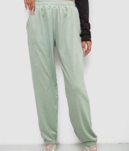 Спортивные штаны женские велюровые, цвет мятный, 238R58646