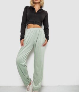 Спортивные штаны женские велюровые, цвет мятный, 238R58646