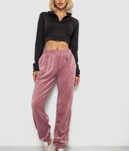 Спортивные штаны женские велюровые, цвет пудровый, 238R58646