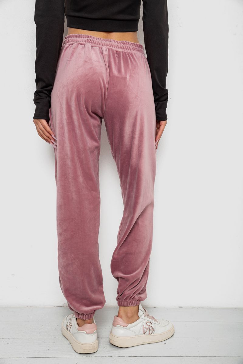Спортивные штаны женские велюровые, цвет пудровый, 238R58646 — изображение 4