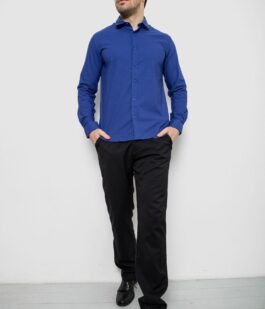 Рубашка мужская однотонная с принтом, цвет электрик, 186R6918-1