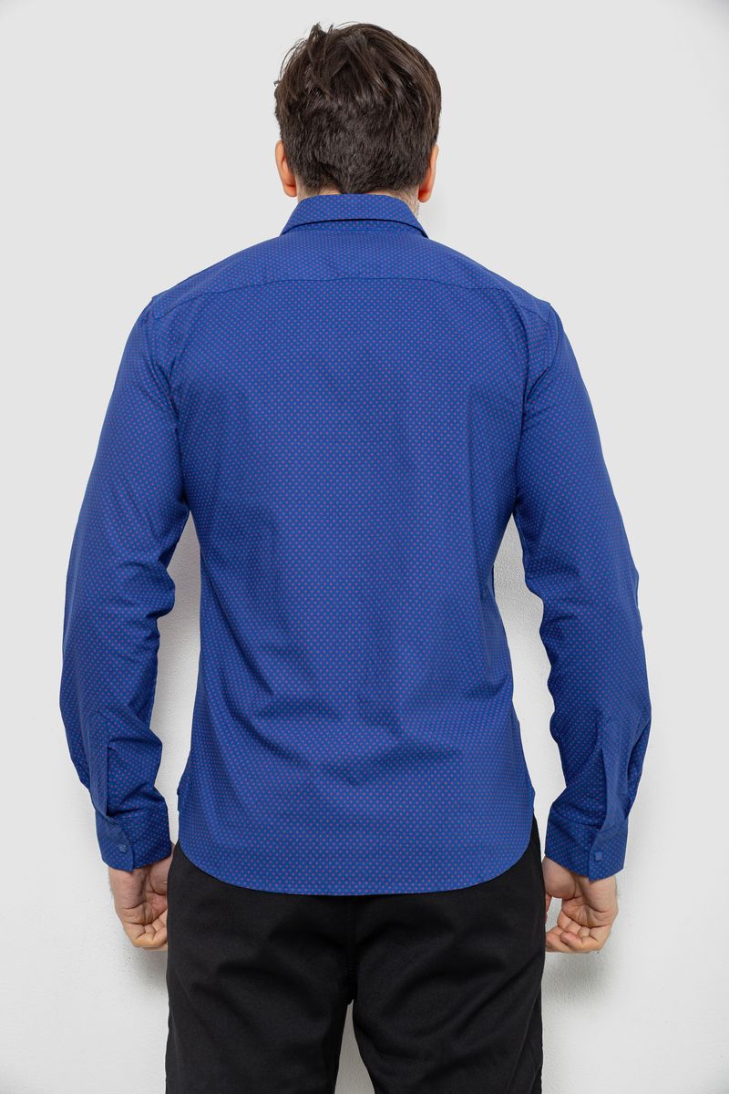 Рубашка мужская однотонная с принтом, цвет электрик, 186R6918-1 — изображение 4