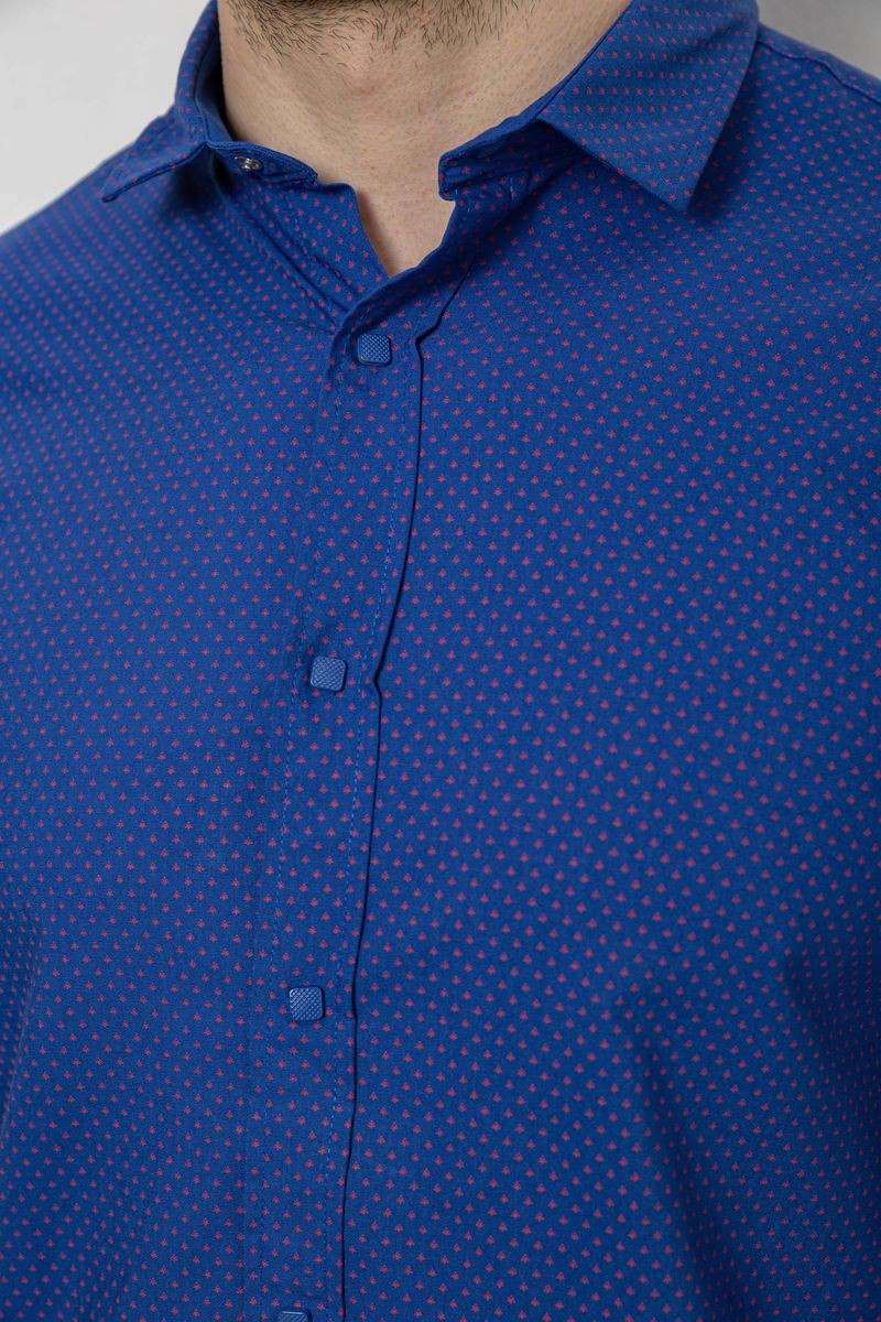 Рубашка мужская однотонная с принтом, цвет электрик, 186R6918-1 — изображение 5