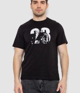 Футболка мужская с принтом, цвет черный, 241R1906