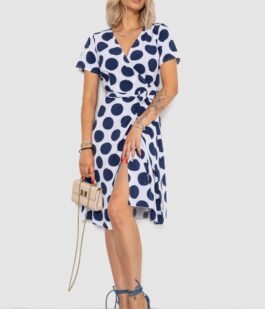 Сарафан в горох, цвет бело-синий, 241R165