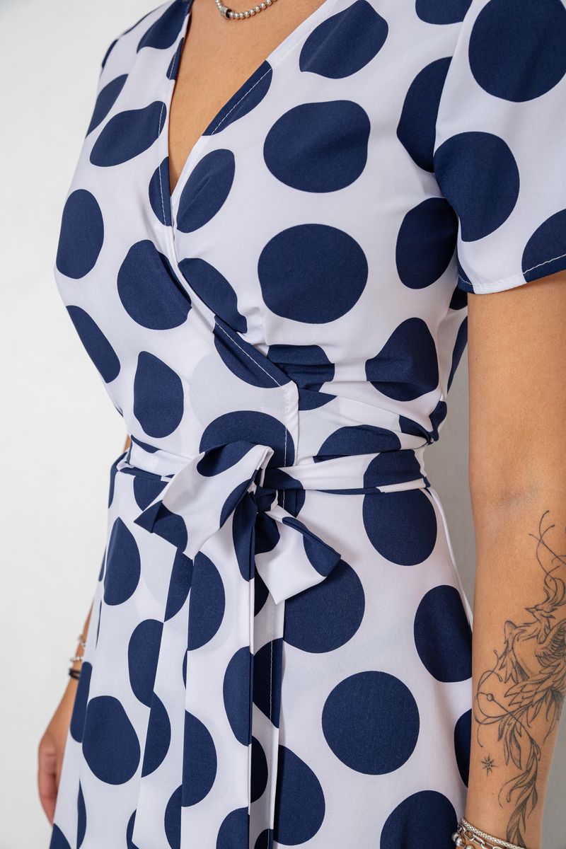 Сарафан в горох, цвет бело-синий, 241R165 — изображение 5