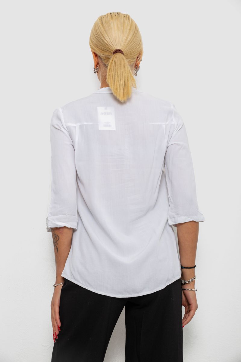 Блуза однотонная, цвет белый, 230RR-96-1 — изображение 4