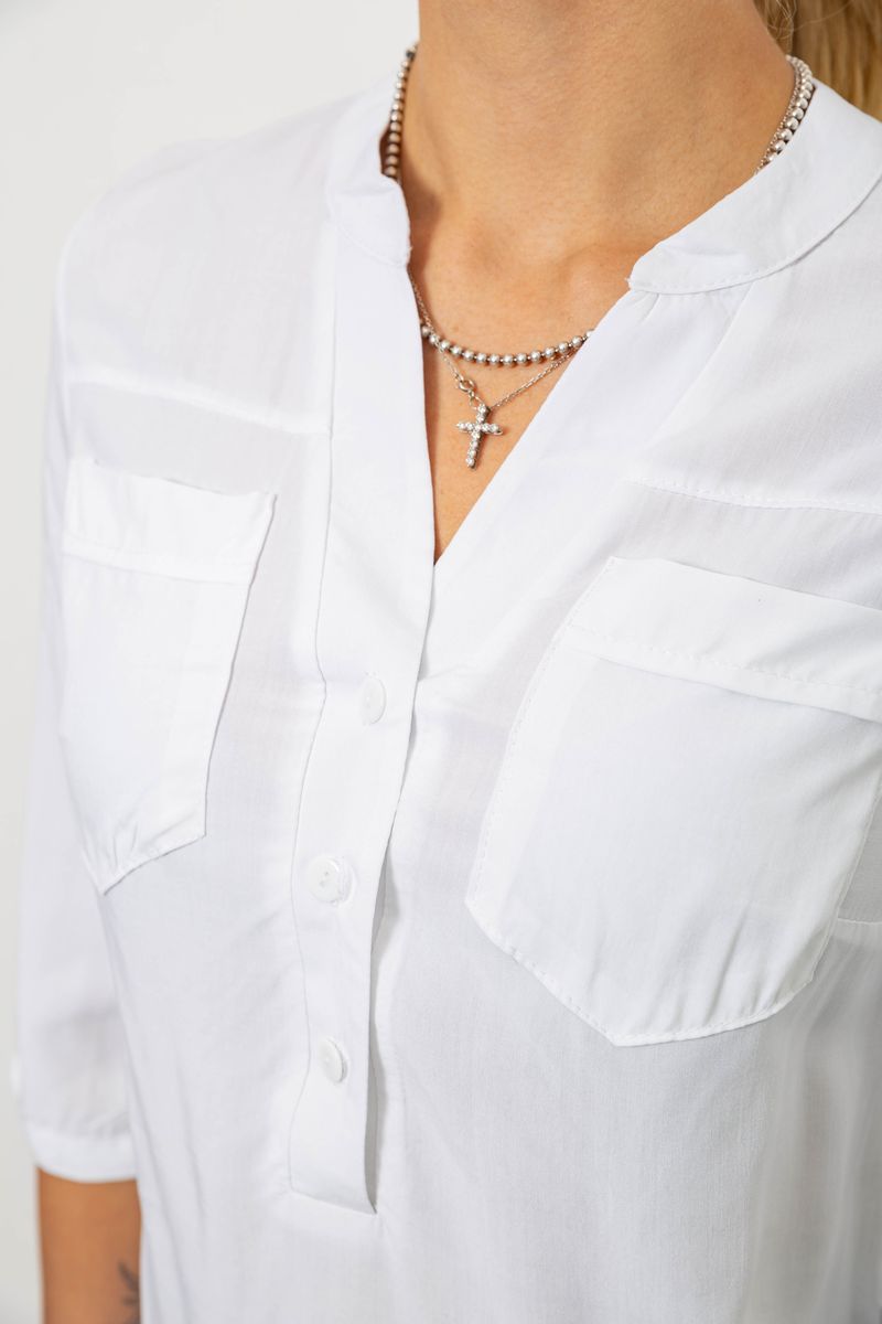 Блуза однотонная, цвет белый, 230RR-96-1 — изображение 5