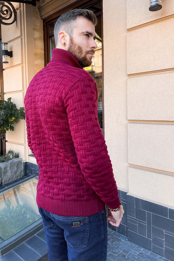 Свитер мужской, цвет бордовый, 161R602 — изображение 4