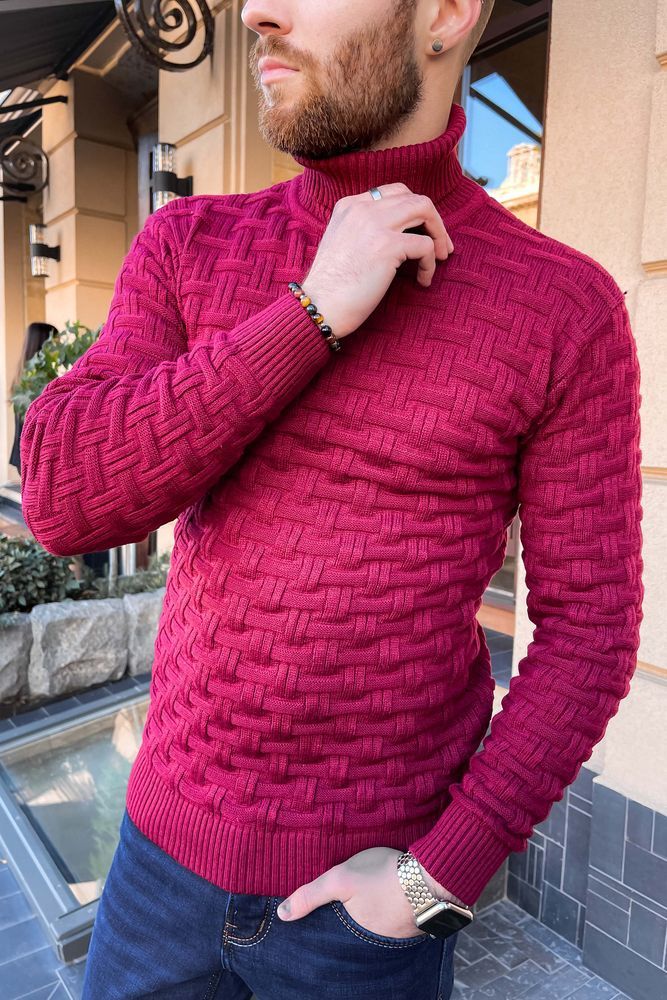 Свитер мужской, цвет бордовый, 161R602 — изображение 5