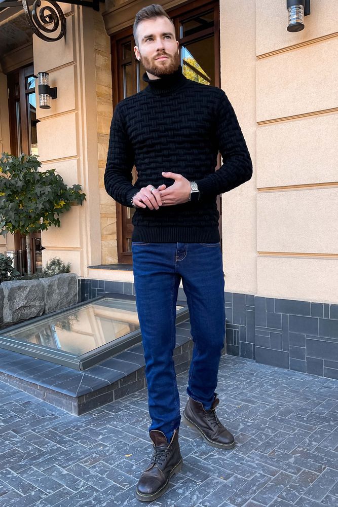 Свитер мужской, цвет черный, 161R602 — изображение 5