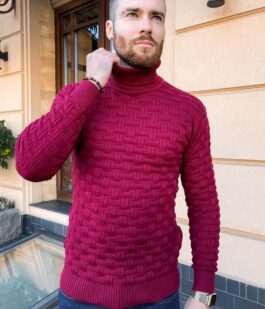Свитер мужской, цвет бордовый, 161R602