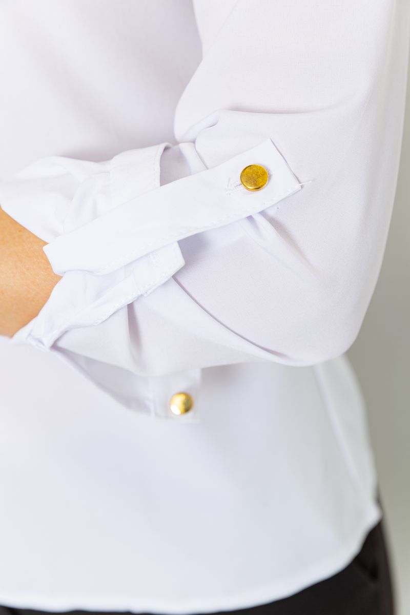 Блуза однотонная, цвет белый, 230R1122-3 — изображение 5