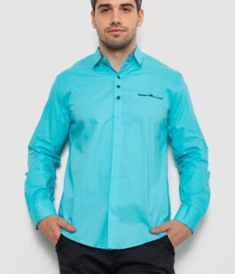 Рубашка мужская, цвет бирюзовый, 214R7114