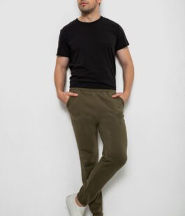 Спорт штаны мужские на флисе, цвет зеленый, 238R56910