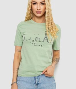 Футболка женская с принтом, цвет оливковый, 241R132