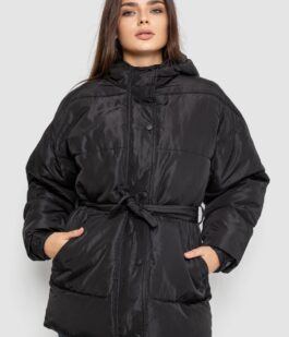 Куртка женская демисезонная с поясом, цвет черный, 207R005