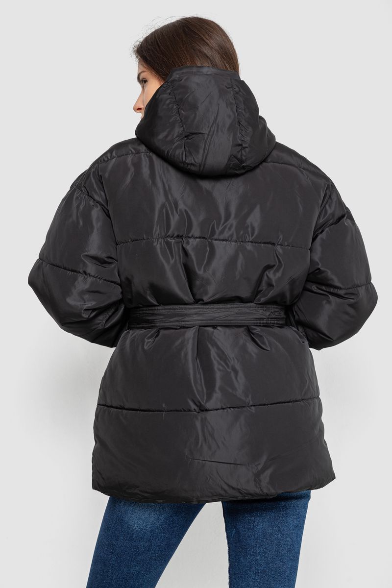 Куртка женская демисезонная с поясом, цвет черный, 207R005 — изображение 4