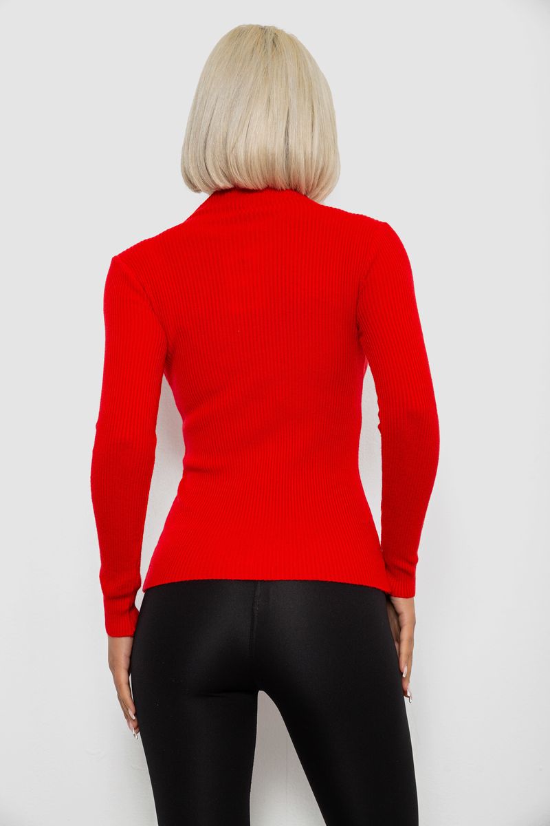 Женская кофта на молнии в рубчик, цвет красный, 204R041 — изображение 4