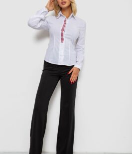 Блуза классическая с вышивкой, цвет белый, 230R03-2