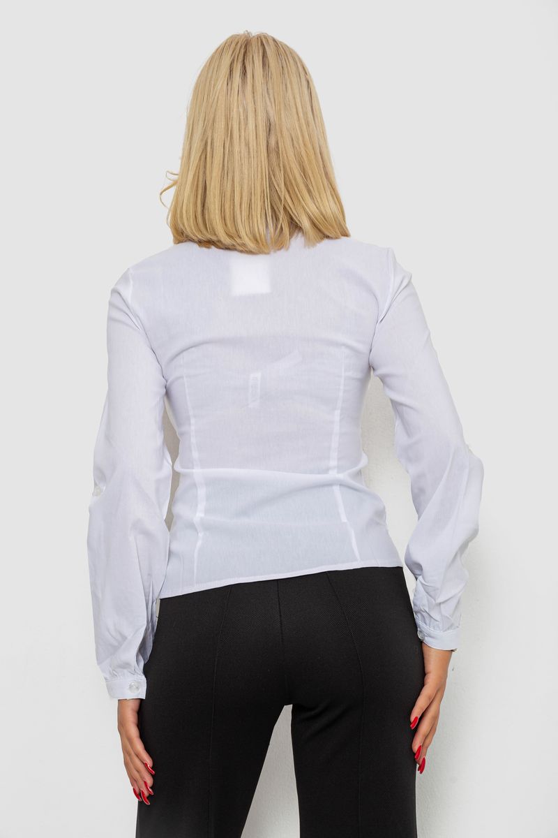 Блуза классическая с вышивкой, цвет белый, 230R03-2 — изображение 4