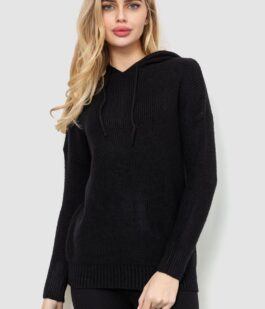 Кофта-батник женская с капюшоном, цвет черный, 244R2029