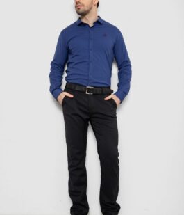 Рубашка мужская однотонная с принтом, цвет синий, 186R2029