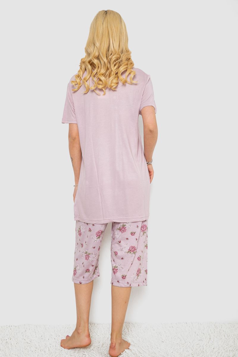 Пижама женская с принтом, цвет сиреневый, 243R6762 — изображение 4