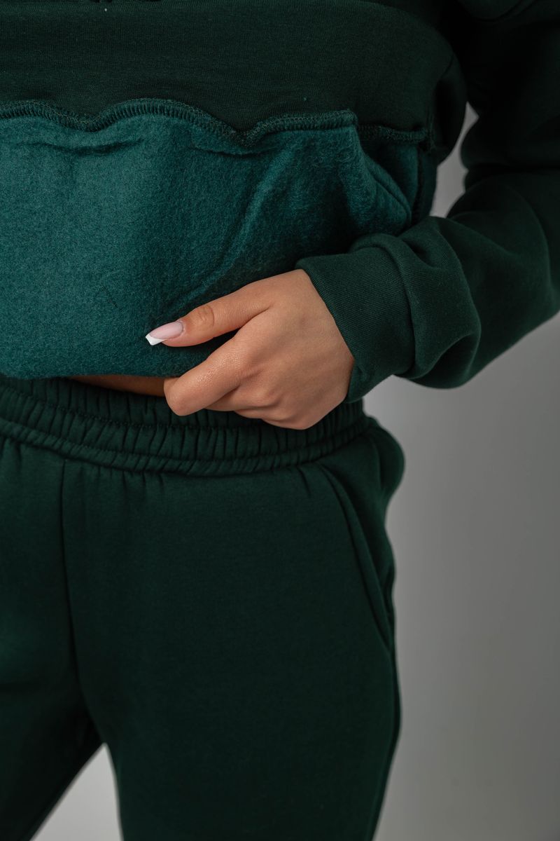 Спортивный костюм женский на флисе, цвет темно-зеленый, 247R2039 — изображение 5