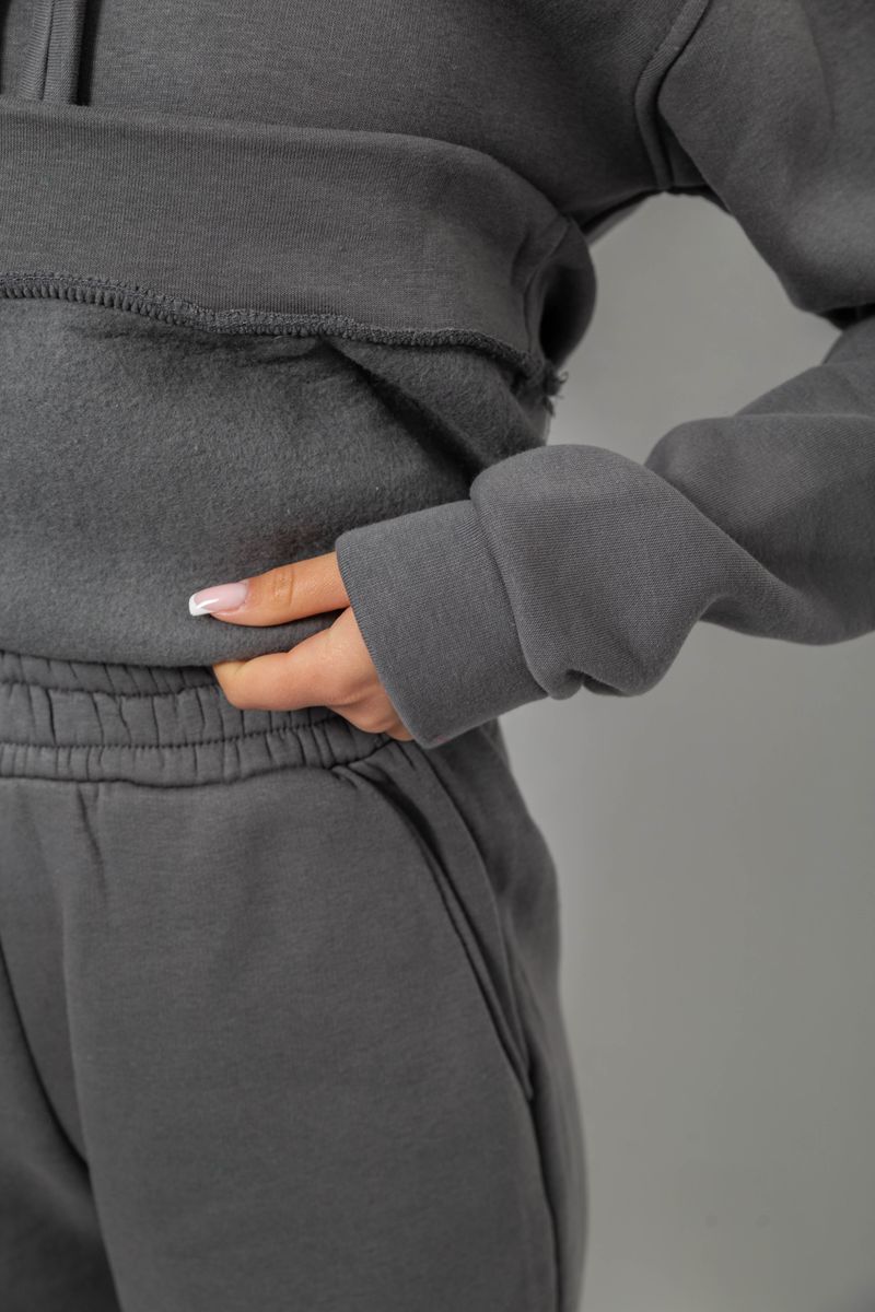 Спортивный костюм женский на флисе, цвет серый, 247R2039 — изображение 5
