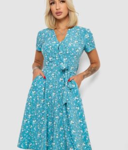 Платье софт с принтом, цвет бирюзовый, 230R0032