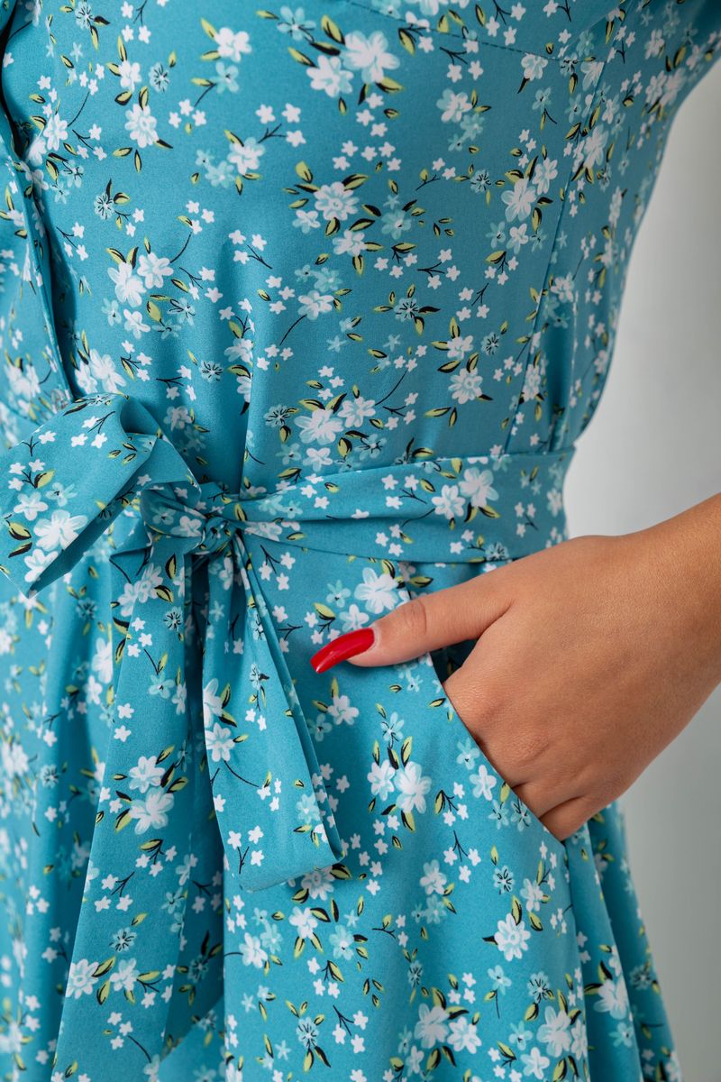 Платье софт с принтом, цвет бирюзовый, 230R0032 — изображение 5