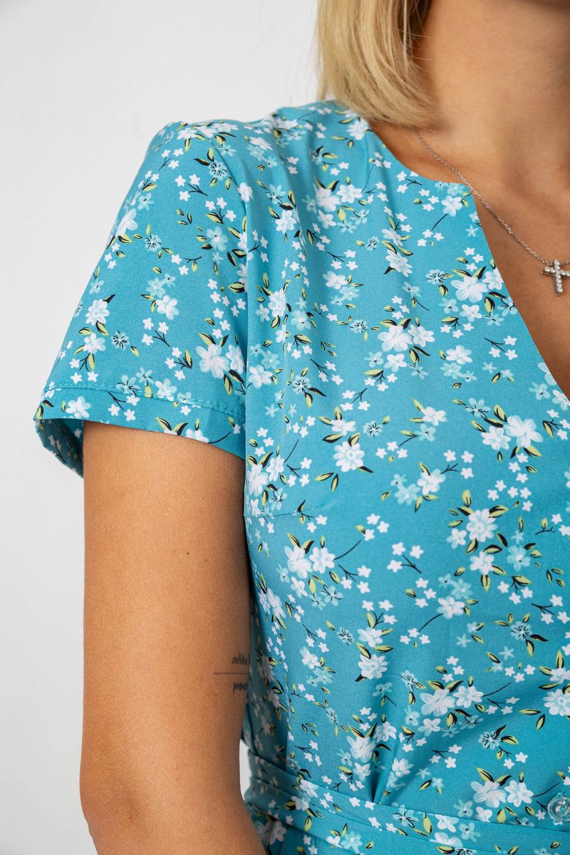 Платье софт с принтом, цвет бирюзовый, 230R0032 — изображение 6