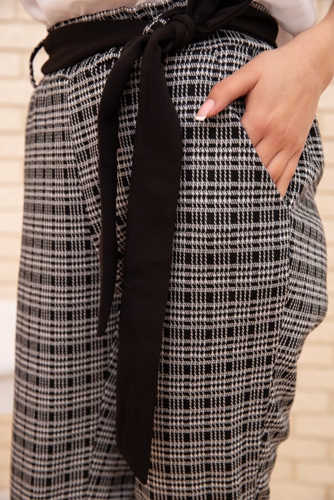 Женские укороченные брюки, в клетку, цвет Серый, 172R9313-2 — изображение 5