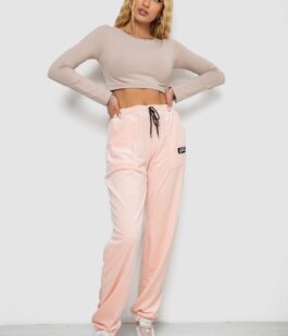 Штаны женские велюровые, цвет персиковый, 238R58473