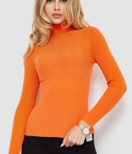 Стильный женский гольф в рубчик, цвет оранжевый, 204R001