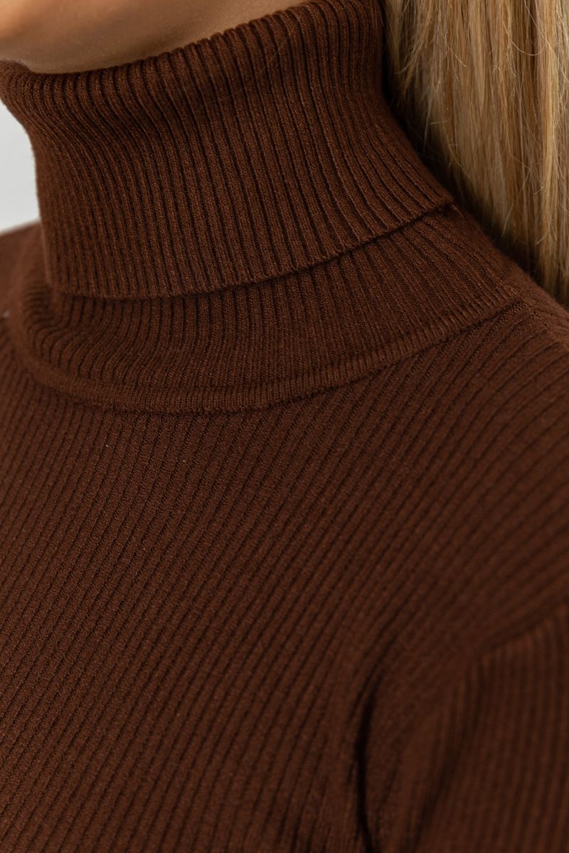 Стильный женский гольф в рубчик, цвет шоколадный, 204R001 — изображение 5